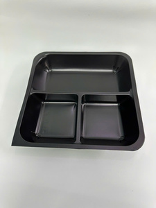 3 plateaux en PET imperméables et robustes, design compact et pratique pour contenir des plats tels que des nouilles, des sushis, des salades et des hamburgers - Product Image 3
