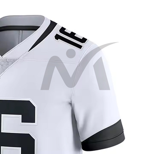 Camisetas de fútbol americano con cuello en V de alta calidad de EE. UU. para hombres, camiseta de fútbol de Color blanco sólido con impresión por sublimación personalizada para Unisex - Product Image 4