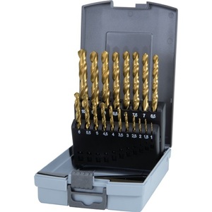 Spiral Drill Bit Set DIN 338 Type N 1-10mm Nominal 0.5mm HSS TiN 19 Pieces in <b>Plastic</b> Case RUKO - Product Image 1