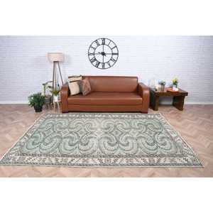 Tapis turc 6,1 x 8,8 pieds, tapis vintage, tapis en laine bleu à motifs floraux - Product Image 2