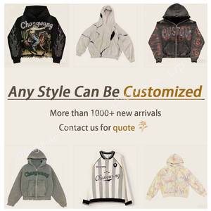 Áo hoodie chất liệu vải cotton Pháp 100% dày dặn, in hình đá pha lê, kiểu dáng retro, giặt acid, có khóa kéo - Product Image 5