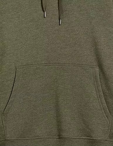 Sweat à capuche vert olive en molleton de coton mélangé pour hommes avec poche - Product Image 2