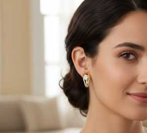 Luxury Gold Trendy Diamond Hoop Earrings for Women's Engagement Gift - Product Image 4