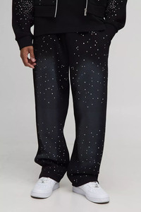 Nouvel arrivage Ensemble sweat à capuche zippé et jogging personnalisé avec strass rétrécis Survêtements respirants Survêtement en coton mélangé avec strass - Product Image 2