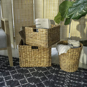 Traditional Assorted Hand-<b>Woven</b> <b>Baskets</b> Set of 10-Hyacinth/Iron Cotton/Wicker/Bamboo/Rattan/Plastic/Metal for Storage - Product Image 6