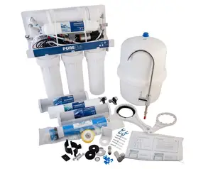 Sistema de ósmosis inversa de 5 etapas, alta calidad, 75GPD, con tanque externo de 5L, con bomba para el hogar, oficinas y cocina