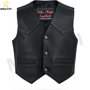 เสื้อกั๊กหนัง, เสื้อกั๊กหนังวัวแท้สำหรับเด็กเล็ก, ดีไซน์ด้านข้างเรียบแบบไม่ซ้ำใคร เสื้อกั๊กเด็กมีกระเป๋าหลายช่อง - Product Image 1