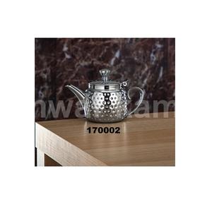 Bouilloire à thé en acier inoxydable argent et or martelé avec poignée et théière au design classique polonais brillant pour servir du café et du thé - Product Image 3