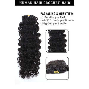 Extensions de cheveux vierges indiens humains, ondulation profonde, crochet plume, trame simple, Miracles Knots k Beth 60g - Product Image 5