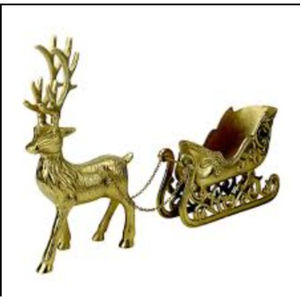 Alta calidad, venta al por mayor, estilo Vintage, latón macizo, soporte para medias de renos, percha de repisa de Navidad para decoración del hogar - Product Image 3