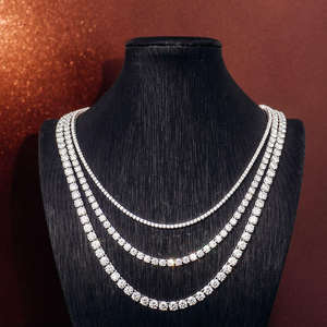 Wholesale in Stock Lab Grown Diamond <b>Tennis</b> Chain <b>Necklace</b> Men 925 <b>Sterling</b> <b>Silver</b> Gold Plated Hip Hop Jewelry - Product Image 5