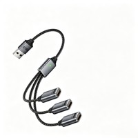 Hub USB Multi-Port Tipe C 1 ke 3 Splitter Adapter USB 2.0 Kabel Pengisian Daya & Data OTG untuk Laptop, Ponsel, Tablet