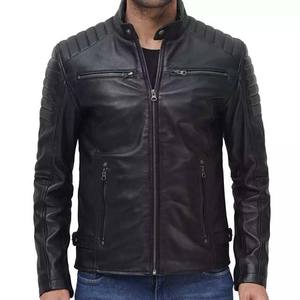 แจ็กเก็ตผ้าหนังสีดำสำหรับผู้ชายสไตล์สตรีท - Product Image 2