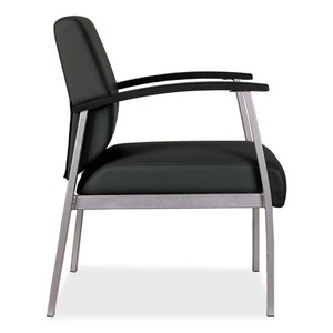 Silla de invitados Alera Metalounge Series con respaldo medio, 24.6 pulgadas x 26.96 pulgadas x 33.46 pulgadas, asiento y respaldo negros, base plateada, Alera ALEML2319 - Product Image 3