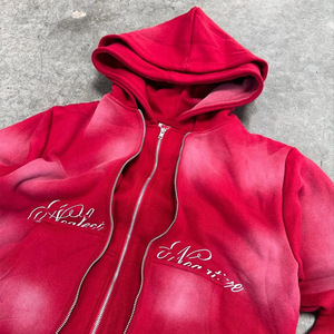 Ropa de calle, chándal con cremallera bordada, pantalones de chándal de doble capa y sudadera con capucha, conjunto de pantalones de chándal y sudadera con capucha para hombre - Product Image 5