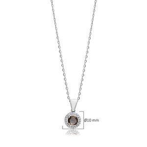 Collier avec pendentif géométrique turc en zircon de 10 mm, argent sterling 925, occasion de mariage, bijoux fins faits à la main - Product Image 2