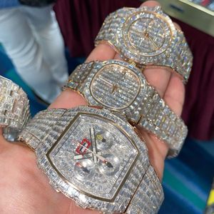 Reloj de laboratorio helado de alta calidad para hombre, diamantes VVS, el mejor regalo de joyería de moda, banda de acero inoxidable de oro blanco, analógico de 20mm de ancho - Product Image 3