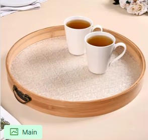 Elegante bandeja de servicio de madera con asas Ideal para el desayuno y la hora del té Durable y fácil de limpiar - Product Image 6