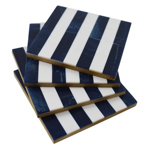 Ensemble de sous-verres à rayures en marbre noir et blanc épais et durables faits à la main nouveau modèle de sous-verres en pierre pour tapis de comptoir de cuisine et tampons - Product Image 5