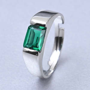 CLARA Real 925 Sterling <b>Silver</b> Emerald Cut & Radiant Cut Cluster <b>Ring</b> in Rhodium Plated Platinum & 10K Gold - Product Image 2