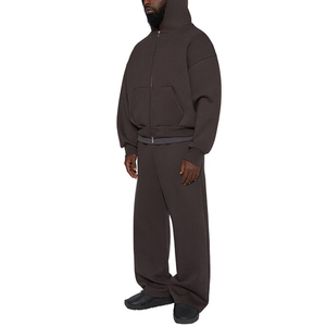 ชุดวอร์มผ้าฟลีซหนาขนาดใหญ่มีซิปและขากว้างชุดวอร์มกางเกงวิ่งออกกำลังกายแบบบานสำหรับฤดูหนาว - Product Image 5