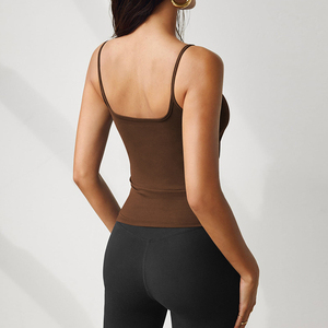 2025 femmes Jersey vêtements de sport débardeur col large Compression écologique séchage rapide Spandex/coton Fitness Gym porter haute - Product Image 5