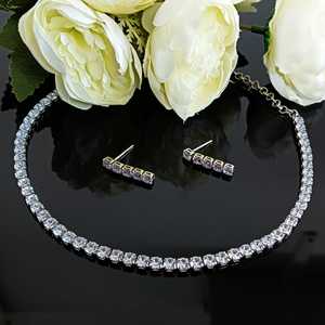 Indian <b>Fashion</b> <b>Jewellery</b> Trandy CZ Crystal Rhinestone Round Wedding Necklace Set Indian Manufacturer <b>Jewellery</b> for Women - Product Image 2