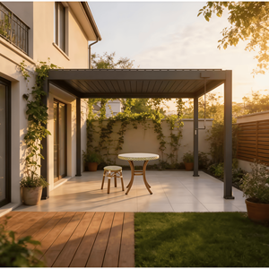 <span class=keywords><strong>Pérgola</strong></span> Bioclimática de Aluminio para Exteriores de 4x6m, 6x7, 10 Metros Cuadrados, Terraza <span class=keywords><strong>con</strong></span> Persianas y Puerta Corredera de Vidrio - Product Image 6