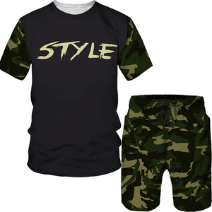Ensemble de Camouflage imprimé 3D pour hommes, survêtement décontracté, surdimensionné, vêtements de sport, T-shirt, short de plage - Product Image 2