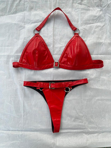 บราหนังแท้บราเซ็กซี่สำหรับผู้หญิงบราหนัง PU เสื้อคลับแวร์แบบระยิบระยับผลิตจากโรงงาน - Product Image 3