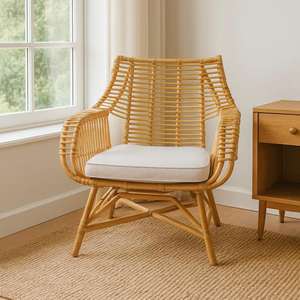 Silla de ratán natural moderna para uso en exteriores, alta calidad, minimalista, cómoda, duradera, villa, casa de campo, dormitorio, parque, apartamento - Product Image 2