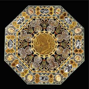 Table basse en pierre dure, design artisanal en incrustation de pierre de qualité supérieure avec marbre blanc, écologique, durable, mobilier traditionnel pour la maison - Product Image 6