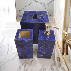 Ensemble de salle de bain en résine design unique accessoires de vanité porte-savon porte-brosse à dents plateau de gobelet décor de salle de bain élégant et élégant - Product Image 4