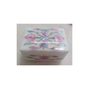 Caja de incrustaciones de mármol de lujo clásico tradicional hecha a mano nueva madre perla mar Shell diseño Floral joyería personalizable - Product Image 3