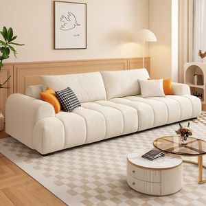 Modern <b>Cream</b> Cloud Design Fabric <b>Sofa</b> Set for Small Apartment Hotel & Office Living Rooms - Product Image 1