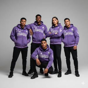 Custom Made Best Premium <b>Purple</b> <b>Men</b> Zip <b>Hoodie</b> with Front Printed Design & Gemstone Detail | Trendy Streetwear Winter Jacket - Product Image 2