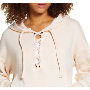 Felpa con cappuccio con lacci di grandi dimensioni rosa da donna Free People Fp Movement Believe IT Tessuto lavorato a maglia traspirante - Product Image 2