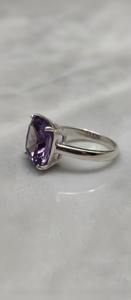 Bague en argent 925 authentique avec améthyste, solitaire, pierre de naissance de février, bague authentique à prix de gros - Product Image 2