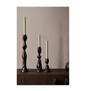 Lot de 3 bougeoirs en aluminium couleur noir mat en métal pour mariage et décoration de table - Product Image 1