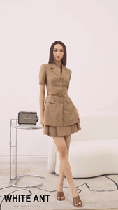 Buena calidad marrón ELAIN muescas LAPEL BLAZER con falda Babi lujo Oficina moda Blazer mujer ropa conjunto prendas - Product Image 5