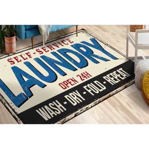 Tapis imprimé antidérapant à motifs modernes pour buanderie, tapis en chenille - Product Image 3