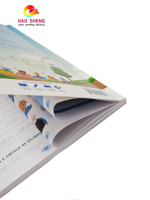 Service d'impression de manuels scolaires à couverture souple personnalisés, reliure parfaite, film laminé, livre imprimé sur papier couché offset avec logo personnalisé