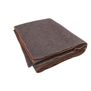 Mantas personalizadas para exteriores 80% de lana gris con dobladillo naranja - Product Image 1