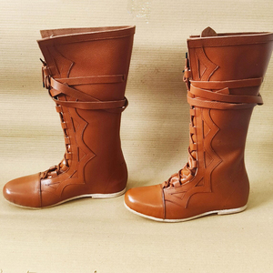 LARP-Ready Médiéval Sous Genou Chaussures en Cuir Fait à la Main Reproduction Historique Période Correcte Médiévale Tailles Personnalisées Disponibles - Product Image 3