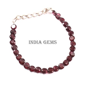 ลูกปัดเงิน925สไตล์คลาสสิกสำหรับสร้อยข้อมือพลอยโกเมน Rhodolite แบบปรับได้เครื่องประดับของขวัญที่มีคุณภาพตามธรรมชาติ - Product Image 1