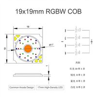 Puce LED COB RGBW 19x19mm 20W Anode Commune 17mm LES CRI90 20-24V Diode