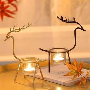 Bougeoir en fil de fer métallique en forme de cerf classique créatif décoration de table de salon de maison simple pour lanternes en métal - Product Image 3