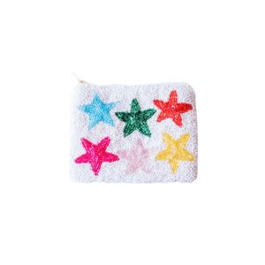 Cute Square Coin Purse With Colorful Star Applique Zipper Closure Unisex Nonwoven Felt Pouch Daily Use Geometric Pattern - Product Image 1
