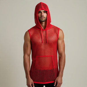 Sweat à capuche transparent en maille transparente pour hommes, sweat à capuche transparent pour hommes, musculation, entraînement, sweat à capuche transparent pour hommes - Product Image 4