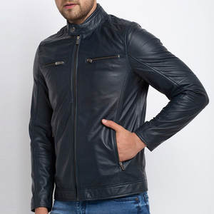 Venta al por mayor de la calle de los hombres de talla grande chaqueta de cuero con el cuello del soporte logotipo frontal para uso al aire libre - Product Image 2